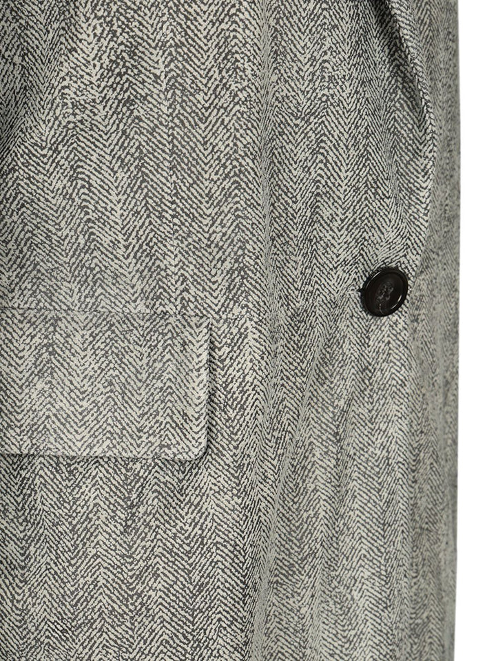 Emporio Armani Printed Chevron Leather Blazer Jackets - Grey | 4e92e14c668b7d2ea8014cb94f8df69d9debfe65