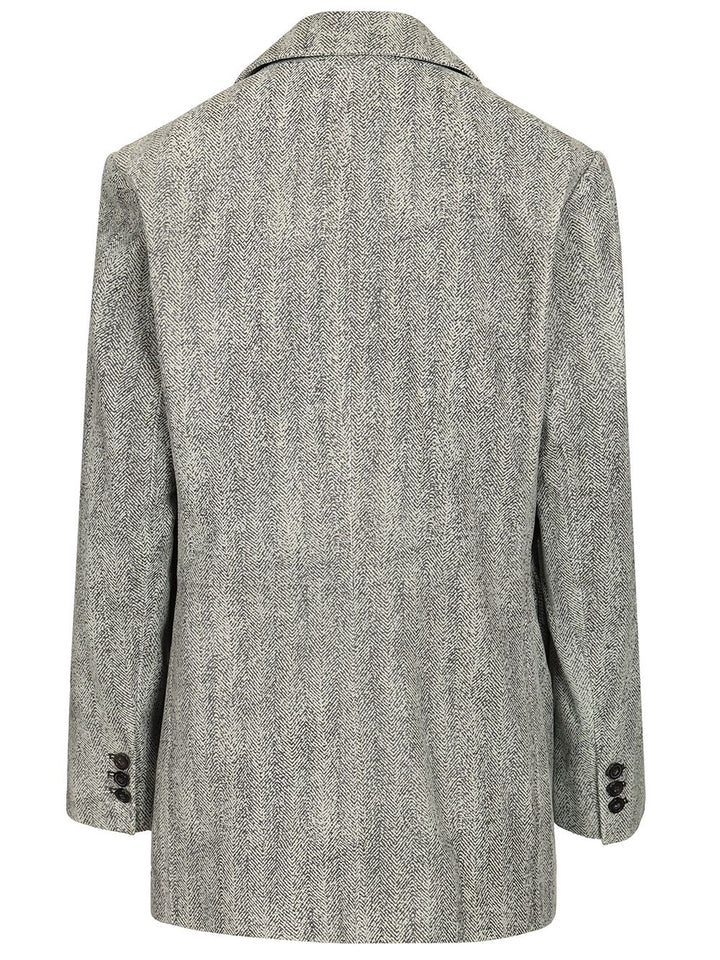 Emporio Armani Printed Chevron Leather Blazer Jackets - Grey | adec656f8d5f43a92e6304fdc62e0df7635ca07f