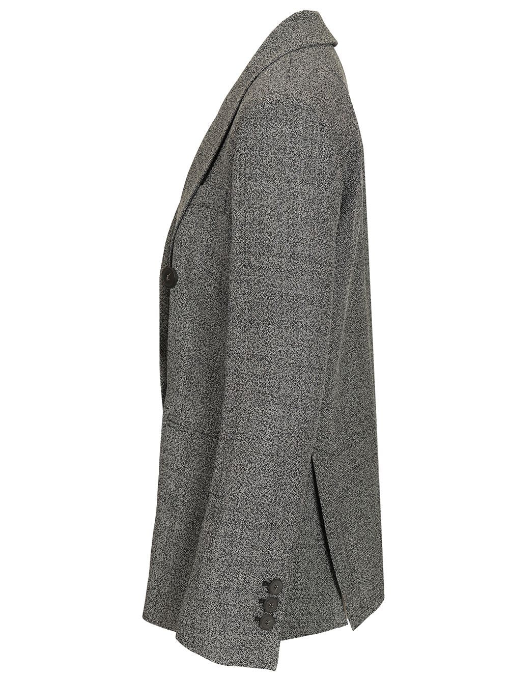 Emporio Armani Double-Breasted Blazer Jackets - Grey | 63530d7c42f1637a36406da551be6b97182a454b