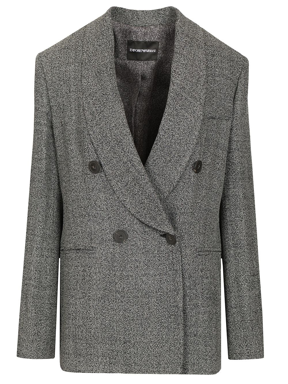 Emporio Armani Double-Breasted Blazer Jackets - Grey | fa7dbec563c55dff27d56fd48135626eb46ae1f6