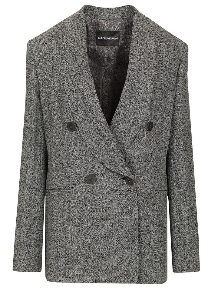 Emporio Armani Double-Breasted Blazer Jackets - Grey | fa7dbec563c55dff27d56fd48135626eb46ae1f6
