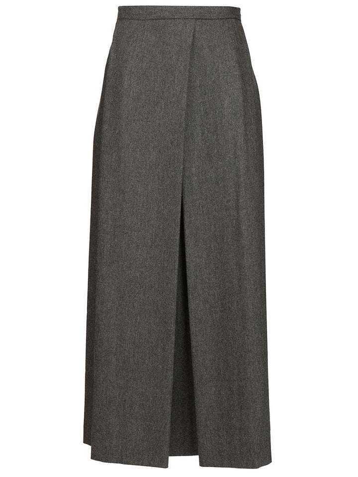 Emporio Armani Wool Midi Pleated Skirt Skirts - Grey | 8efa5a4eb9a96bb77e730a65fc7b29d5d74dc9e1