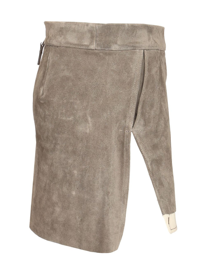 Rick Owens Fog Cutoff Mini Skirt Suede Skirts - Green | 5ec1916cb6100aa5e6e3b9f50f134cdf8e0f659f
