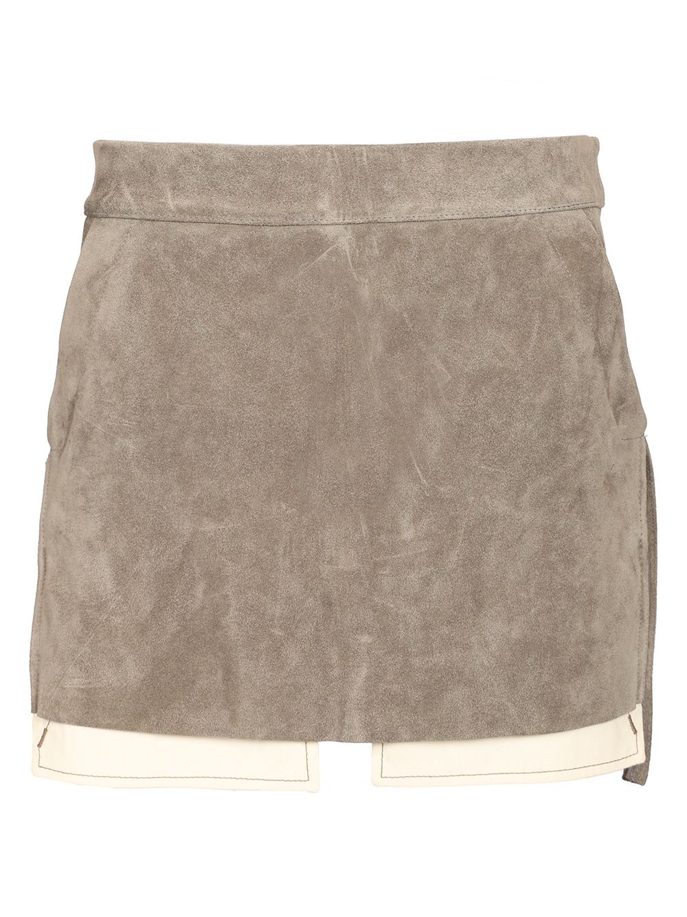 Rick Owens Fog Cutoff Mini Skirt Suede Skirts - Green | f1a31f8513eb5e1899ae4839fe657f8c038f1d11