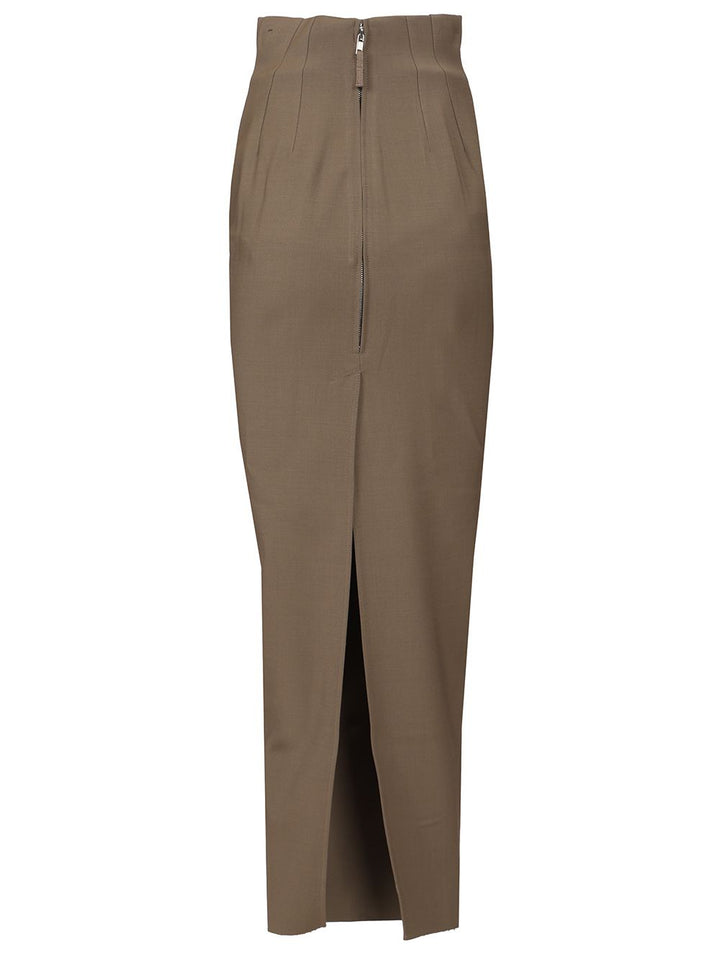 Rick Owens Dirt Pillar Skirt Stretch Wool Skirts - Brown | 6715f515d8fad924974a8cb3a49314ac2ed8affb