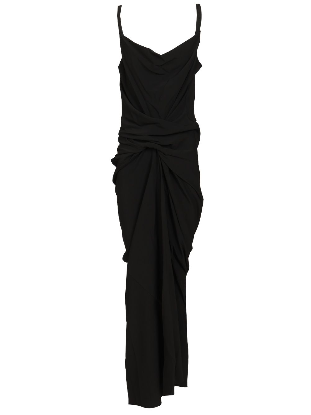 Rick Owens Long Draped Cady Dress Dresses - Black | 9f7f87ab93894e41426376ebfd7d24a8b39940c7