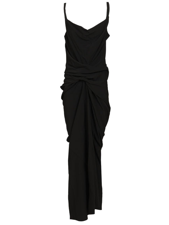 Long Draped Cady Dress Dresses Black