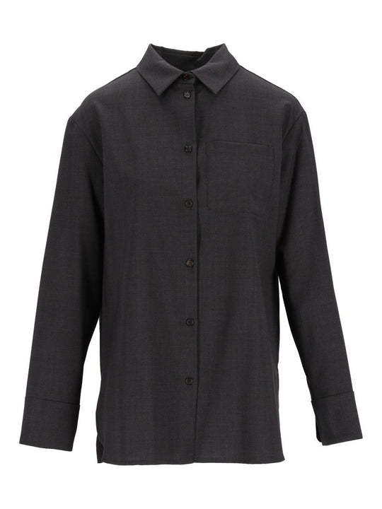 Basic Wool Canvas Shirt Shirts Grey
