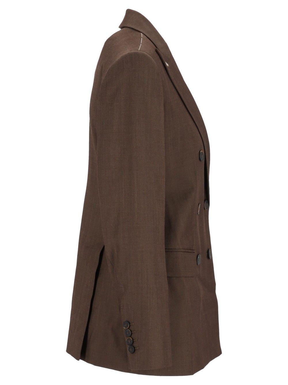 Max Mara Unione Double Breasted Sartoriale Blazer In Wool Gabardine Jackets - Brown | e5b36585a1082a9c13364fa85c2a1f4c8e9a05c1