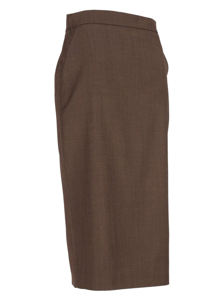 Max Mara Omelia Pencile Skirt In Wool Gabardine Skirts - Brown | 290efbe87deaee351372581e2998098561fcf9fe