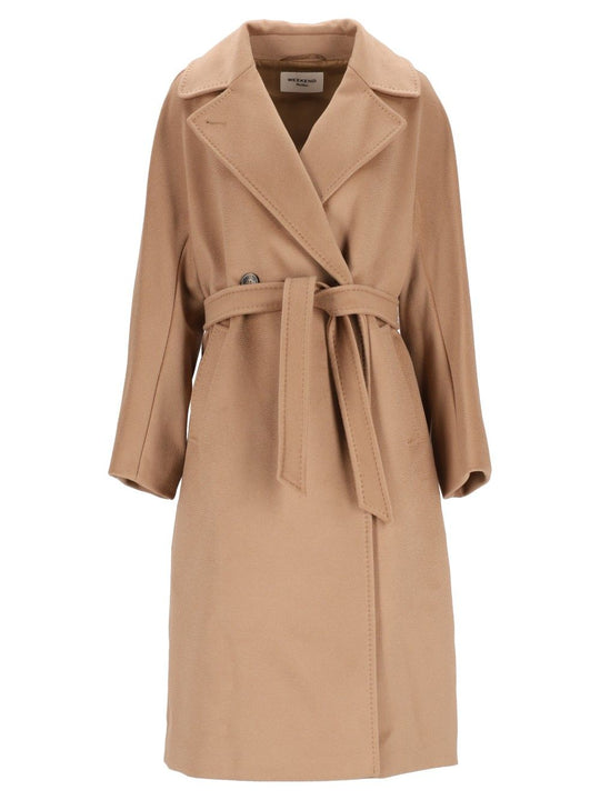 Resina Drap Wool Long Coat Double Breast Coats Beige
