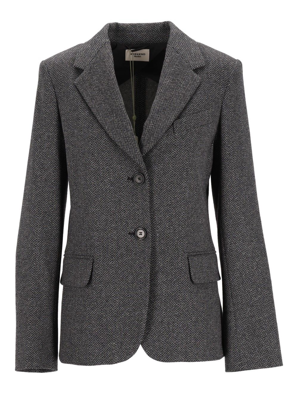 Weekend Max Mara Feroce Sigle Breast Wool Cotton Jacquard Blazer Jackets - Grey | eda7a7f5a81b3b4375047722e0530463d1f7d4d4
