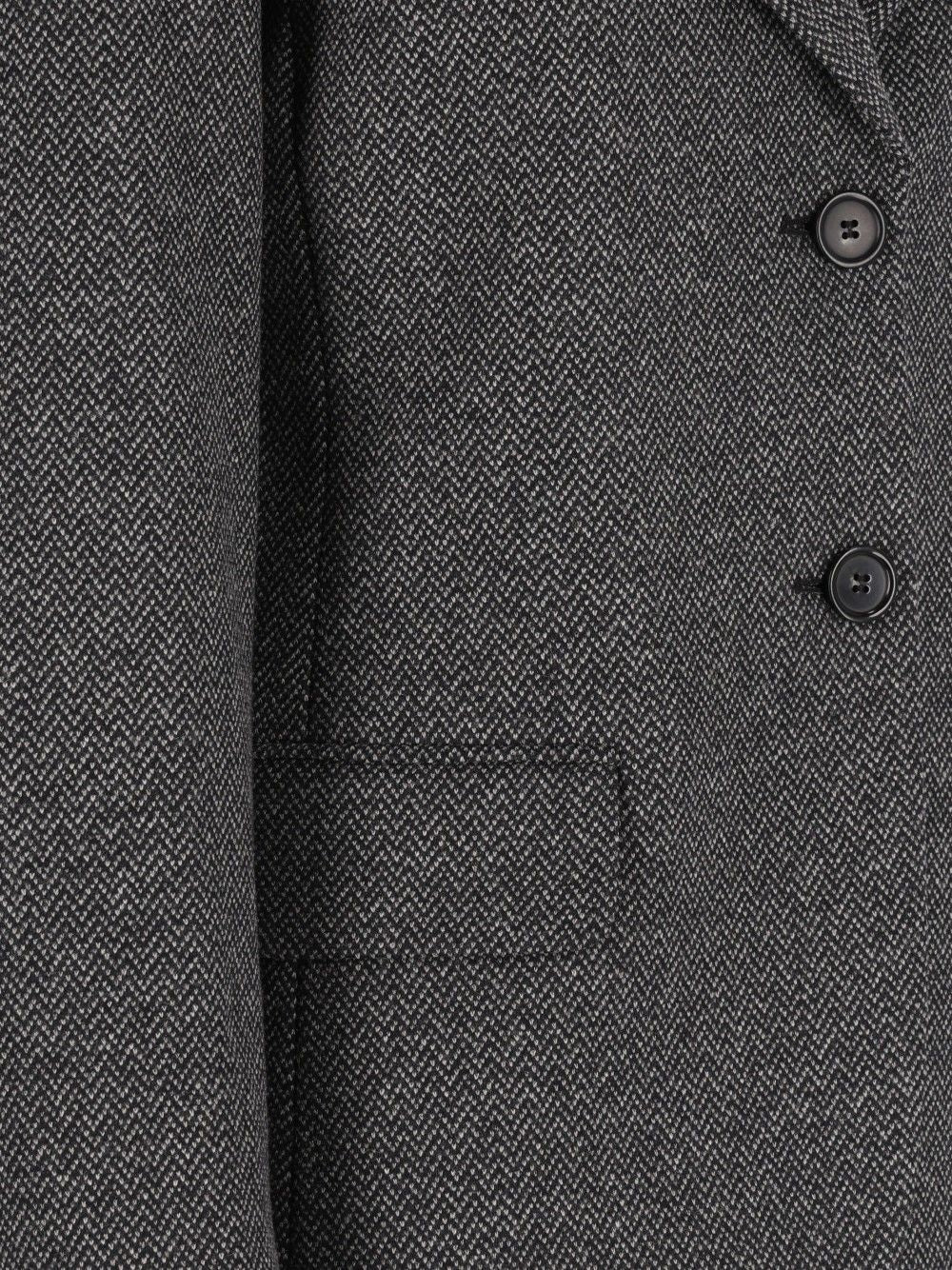 Weekend Max Mara Feroce Sigle Breast Wool Cotton Jacquard Blazer Jackets - Grey | 0b692afa22bf1109c23bf692177b1a0ab4f1c2a5