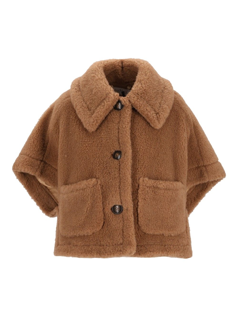 Max Mara Newterzo Teddy Short Cape With Collar And Pocket Jackets - Beige | 97fae961cbdc68eb6b85d1adefd996561ee260da