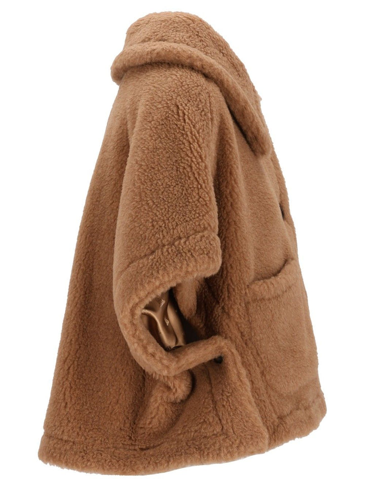 Max Mara Newterzo Teddy Short Cape With Collar And Pocket Jackets - Beige | fe730a46c6de6ed50091e4de71bf0f9f442d13d6