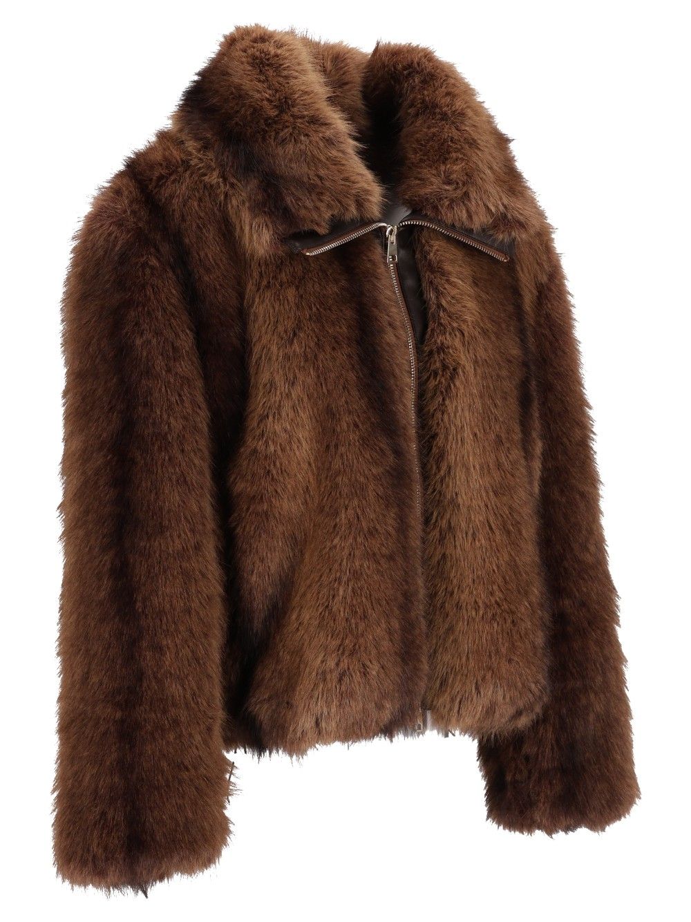 Al Duca D'Aosta Faux Fur With Zip Coats - Brown | d12b348f6174ea363147ce031602aa0b79af6a49