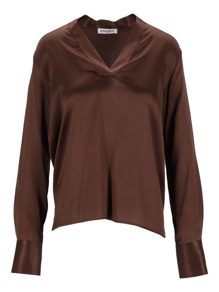 Al Duca D'Aosta Long-Sleeved Tunic Tops - Brown | f7832507ad8d1034d657260c589942ddb7e1238f