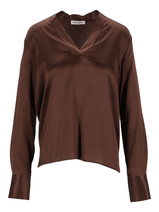 Long-Sleeved Tunic Tops Brown