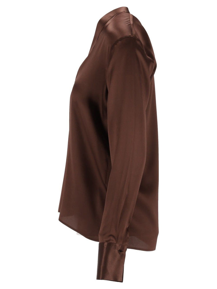 Al Duca D'Aosta Long-Sleeved Tunic Tops - Brown | cd17dc17b935f56b4d8eb57d8807d30b50e2e8d6