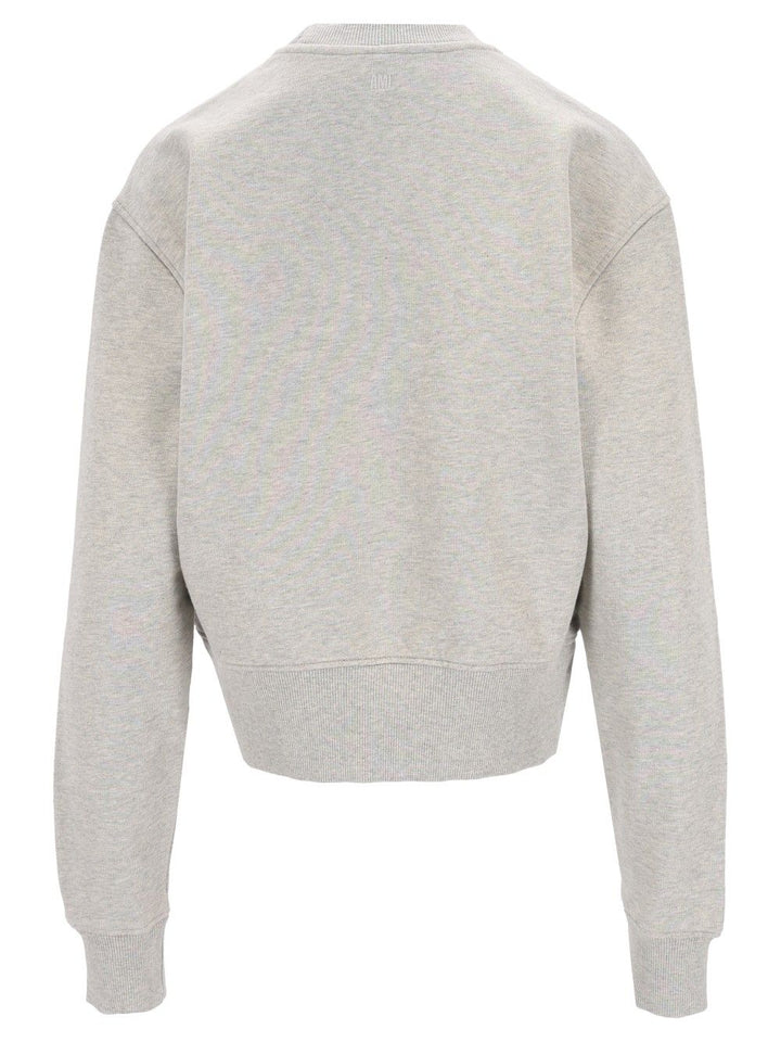 Ami Quota - Sweatshirt With Contrasted Ami De Coeur Sweatshirts - Grey | 196cb87fdd6fed062febb3e705b551555b0ffa38