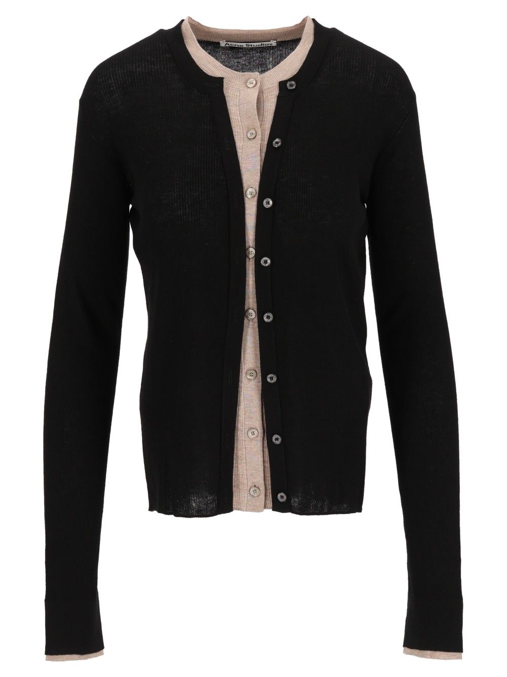 Acne Studios Layered Button-Up Cardigan Knitwear - Black | e9883e290e3533d55dff50994104b0a47ff913c8
