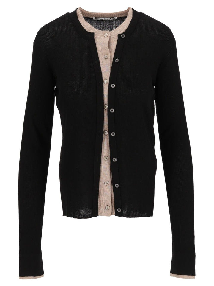 Acne Studios Layered Button-Up Cardigan Knitwear - Black | e9883e290e3533d55dff50994104b0a47ff913c8