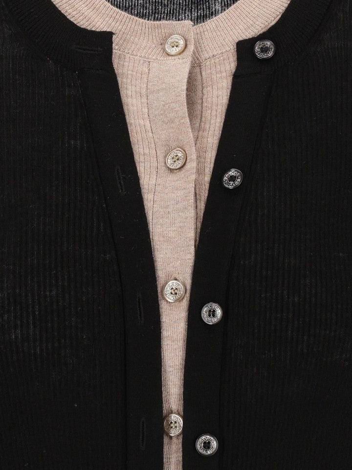 Acne Studios Layered Button-Up Cardigan Knitwear - Black | 8250bfe9ae0230e351af695dd763e0b8b8c61bb9