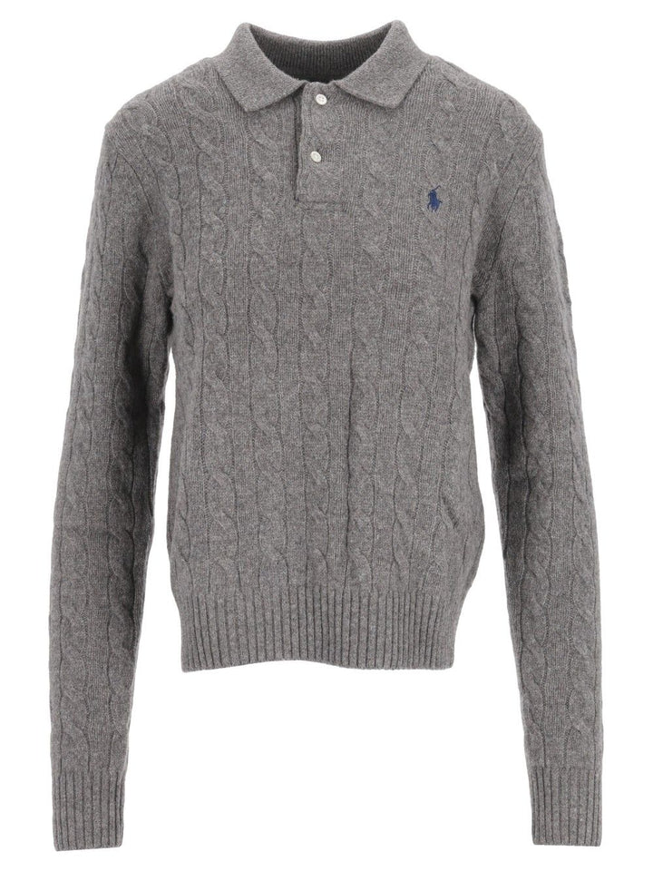 Polo Ralph Lauren Cable-Knit Wool-Cashmere Polo Sweater Knitwear - Grey | 0e56285167f295677c43c45bfabffb387323fc60