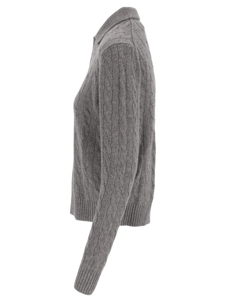 Polo Ralph Lauren Cable-Knit Wool-Cashmere Polo Sweater Knitwear - Grey | 53b921ce09d7d5aeb099bab91ea32656dd4cd630