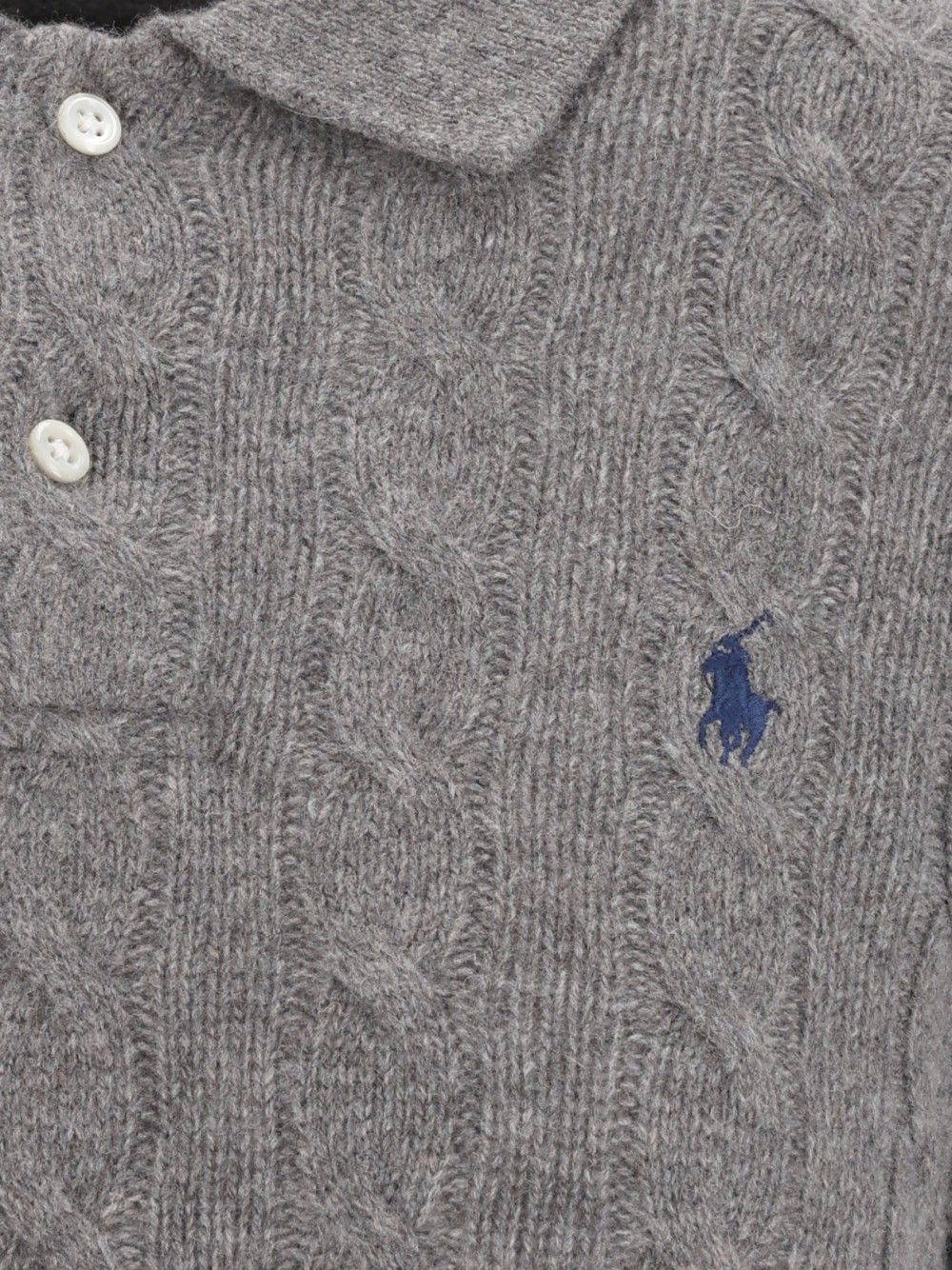 Polo Ralph Lauren Cable-Knit Wool-Cashmere Polo Sweater Knitwear - Grey | 9ba44b54a3bbdda6adcb64cbb3fd57d777da8d0d