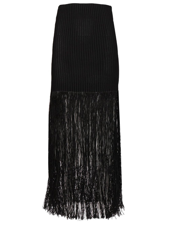 Tubular Skirt With Fringes Skirts Black