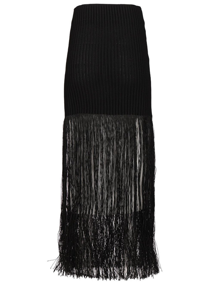 AlaÏA Tubular Skirt With Fringes Skirts - Black | 16674326eeb52e36d84df4063b3a9e9c0e5f720a