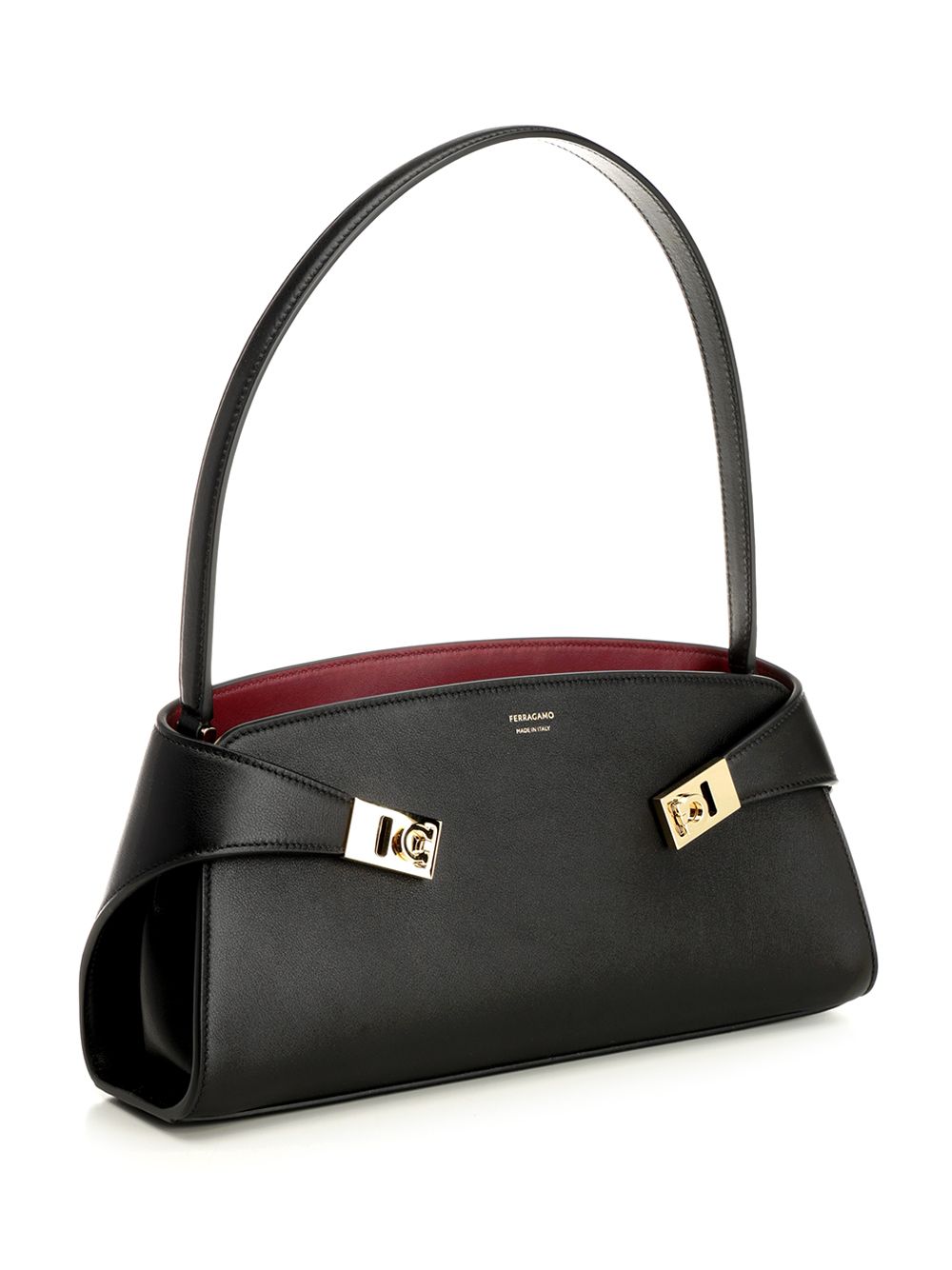 Ferragamo Hug Leather Shoulder Bag Shoulder Bags - Black | 3b88cf53332a8bd220d658eda311cc7600a81201