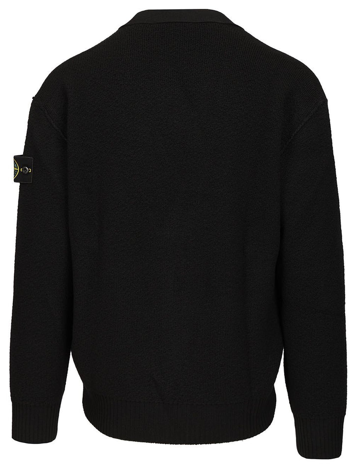 Stone Island V-Neck Cardigan Knitwear - Black | 143469e1d74fe1af7db61117a4ae9af4686ac4d4