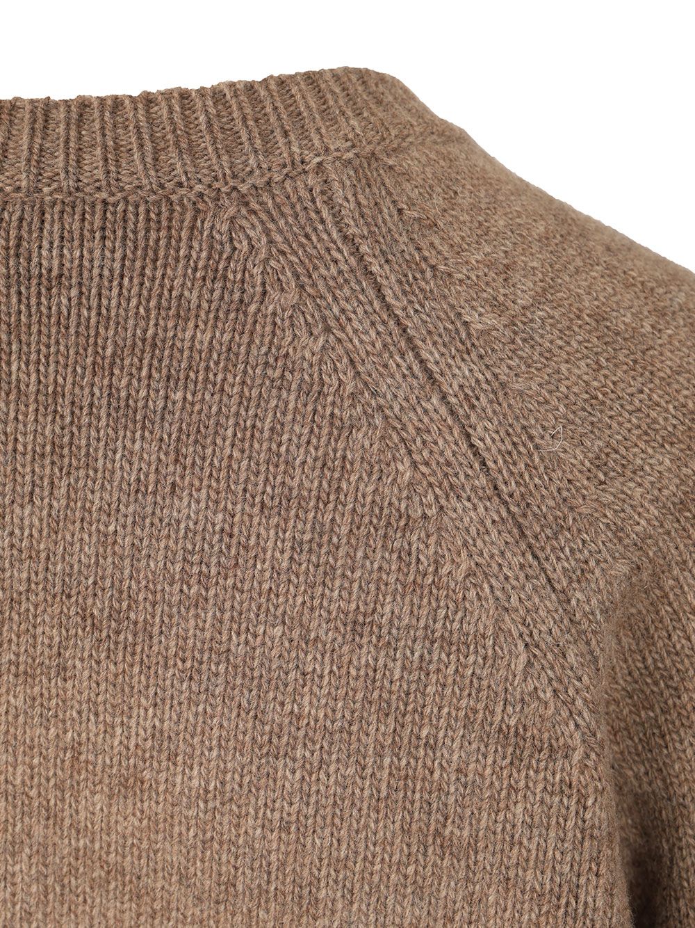 Weekend Max Mara Ombrosa Wool Crewneck Cardigan Knitwear - Brown | e5dfdcda1b41410646bc792465940838dec09f0a