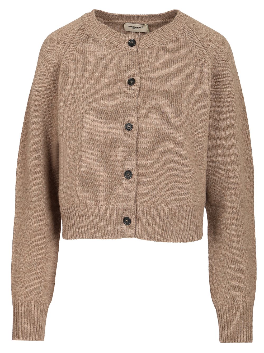 Weekend Max Mara Ombrosa Wool Crewneck Cardigan Knitwear - Brown | e51d0db0e47b47b61a2a70fb306a10bbef1645bf