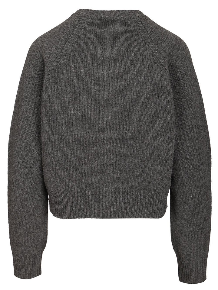 Weekend Max Mara Ombrosa Wool Crewneck Cardigan Knitwear - Grey | c574f03b663b5c528ec5e7ed916a1ad2819074ea