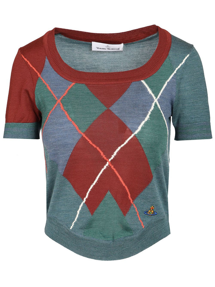 Vivienne Westwood Argyle Wool And Cotton Sweater Knitwear - Multicolor | 5874f9297b8908b2d8de0ba39f6f84bb21145547