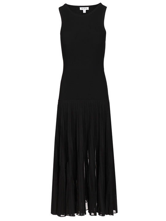 Pleated Sheer Dress Dresses Black