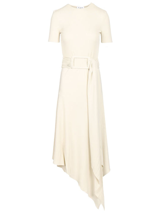 Jersey Dress With Belt Dresses White