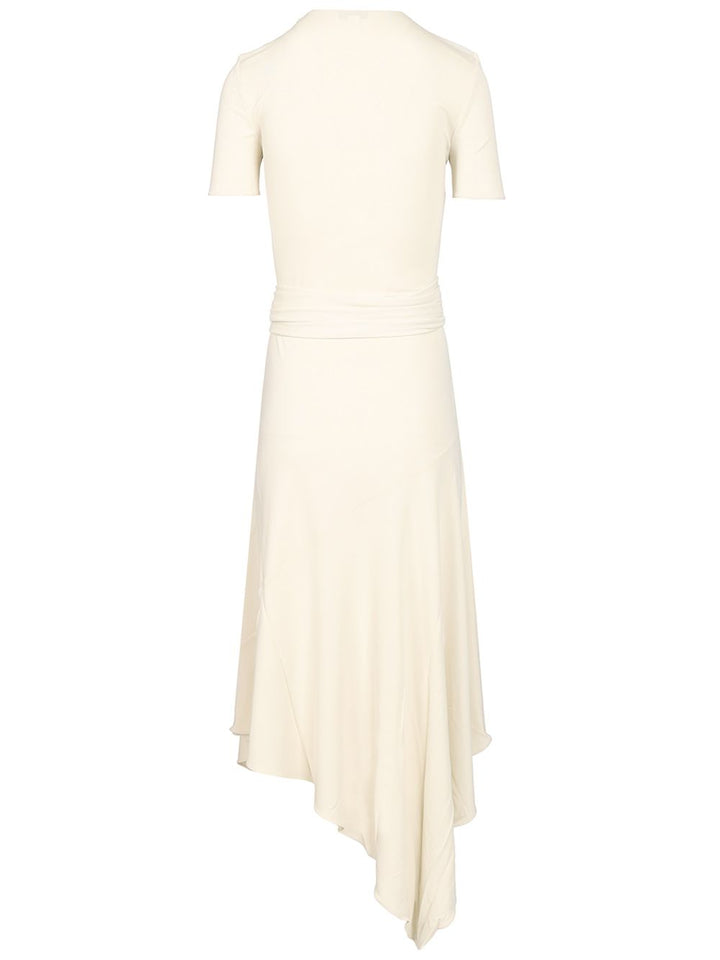 AlaÏA Jersey Dress With Belt Dresses - White | 29f9e47401d16b4d5d32dba14020ec175de6af10