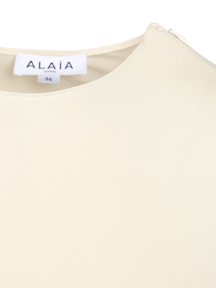 AlaÏA Jersey Dress With Belt Dresses - White | f1f32bd771715afeb17ecf641274c131cba98bcd