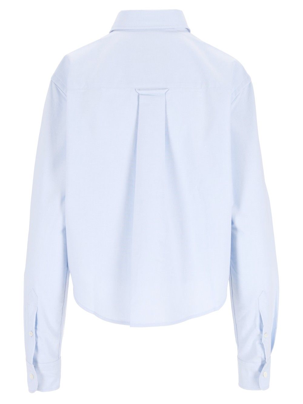 Ami Quota - Cropped Classic Fit Shirt With Embossed Ami De Coeur At Patch Pocket Shirts - Light blue | ec4ca4277ca714e446d756fe9d8d42f6b049e6a4