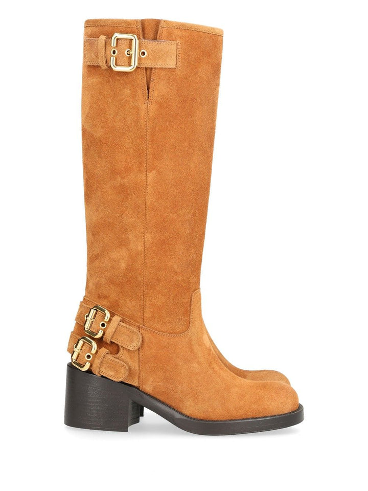 Chloe' Dakota Suede Biker Boots - Brown | ba104df3f267efc8623609e03bdca0062d5b19cd