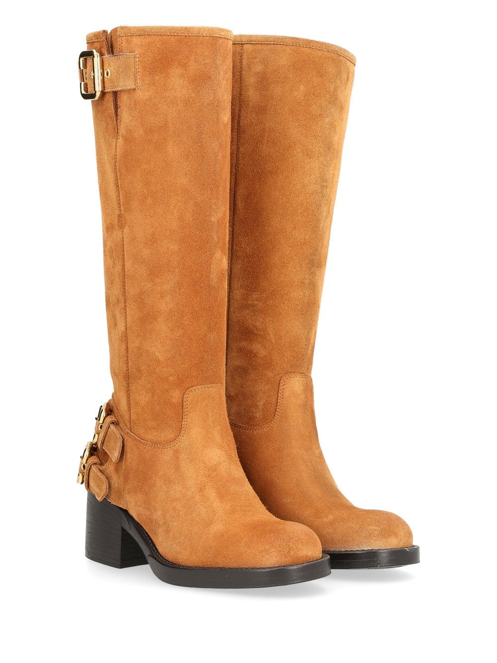 Chloe' Dakota Suede Biker Boots - Brown | 9e8e7f2b218ad980705527da225802cd658df077