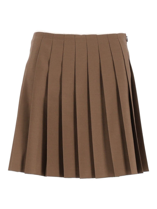 Pleated Miniskirt Skirts Brown