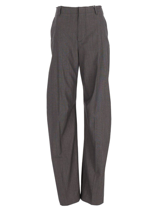 Wide-Leg Tailored Trousers Grey