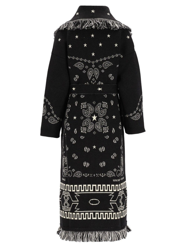 Alanui Bandana Jacquard Coat Knitwear - Black | 31f611b6df036fd345bec168a83e1b2e5c6877d7
