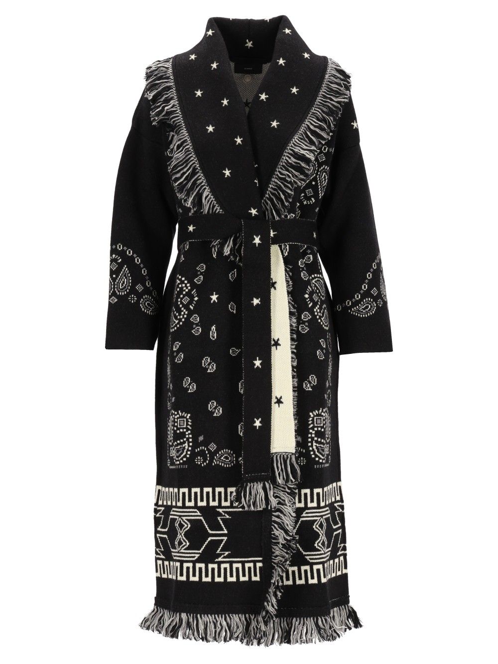 Alanui Bandana Jacquard Coat Knitwear - Black | 772ed078595ed46291a47432d967cb632f7d9b9d