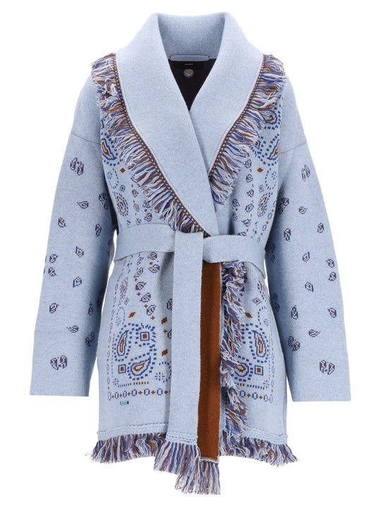 Cashmere Bandana Cardigan Knitwear Light Blue